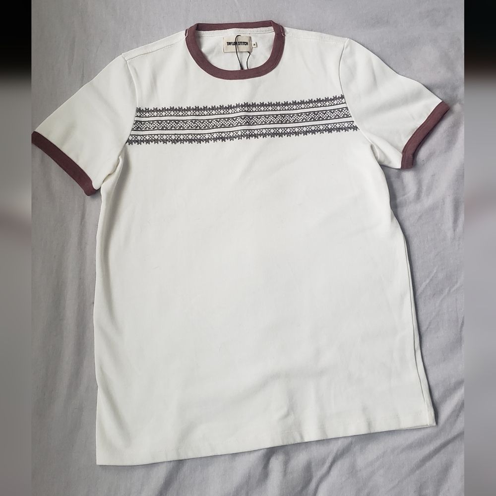 Taylor Stich heavy bag tee in canyon stripe, size XS